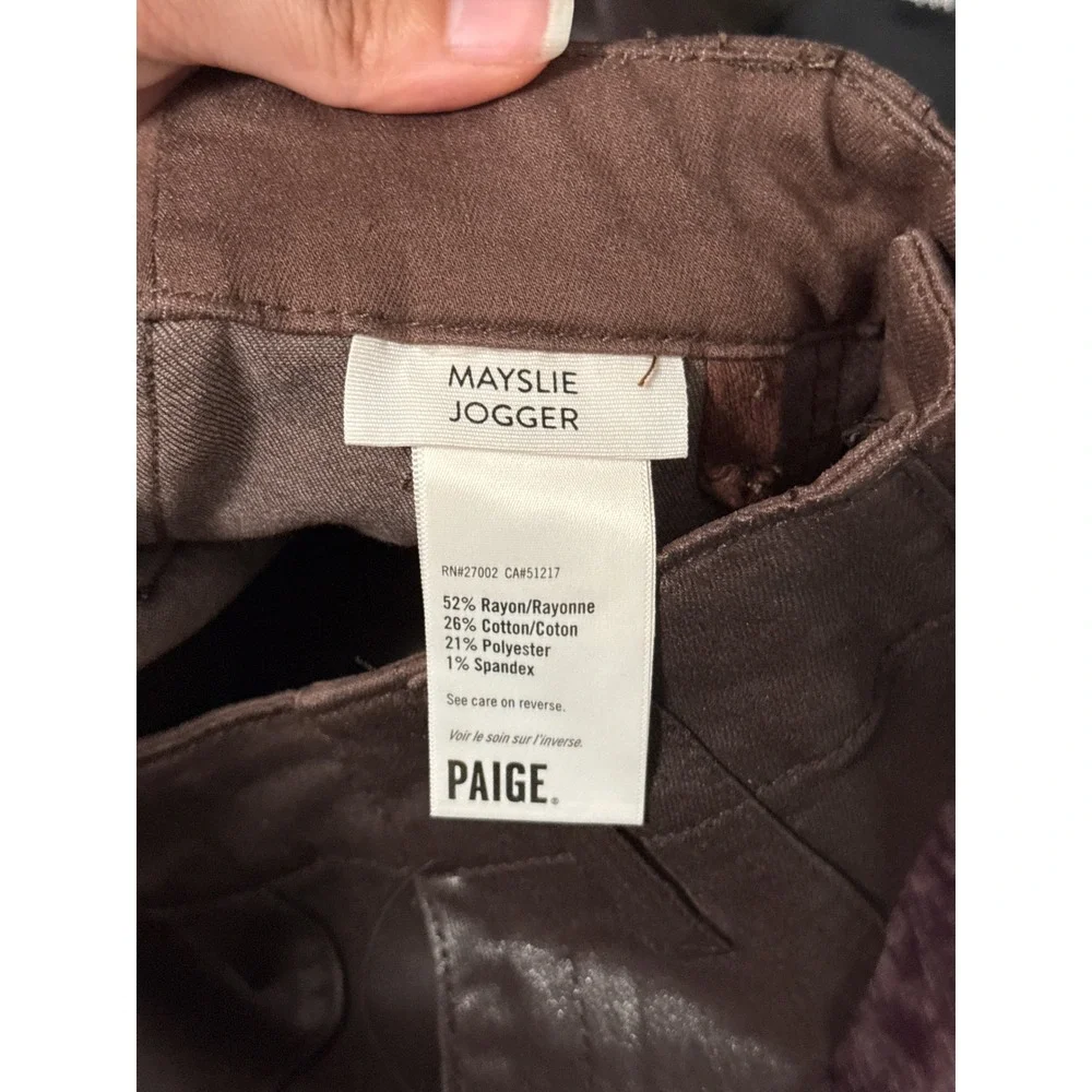 Paige Mayslie Jogger Brown Coated Slim Cargo Pants Minimalist Neutral Luxury 24